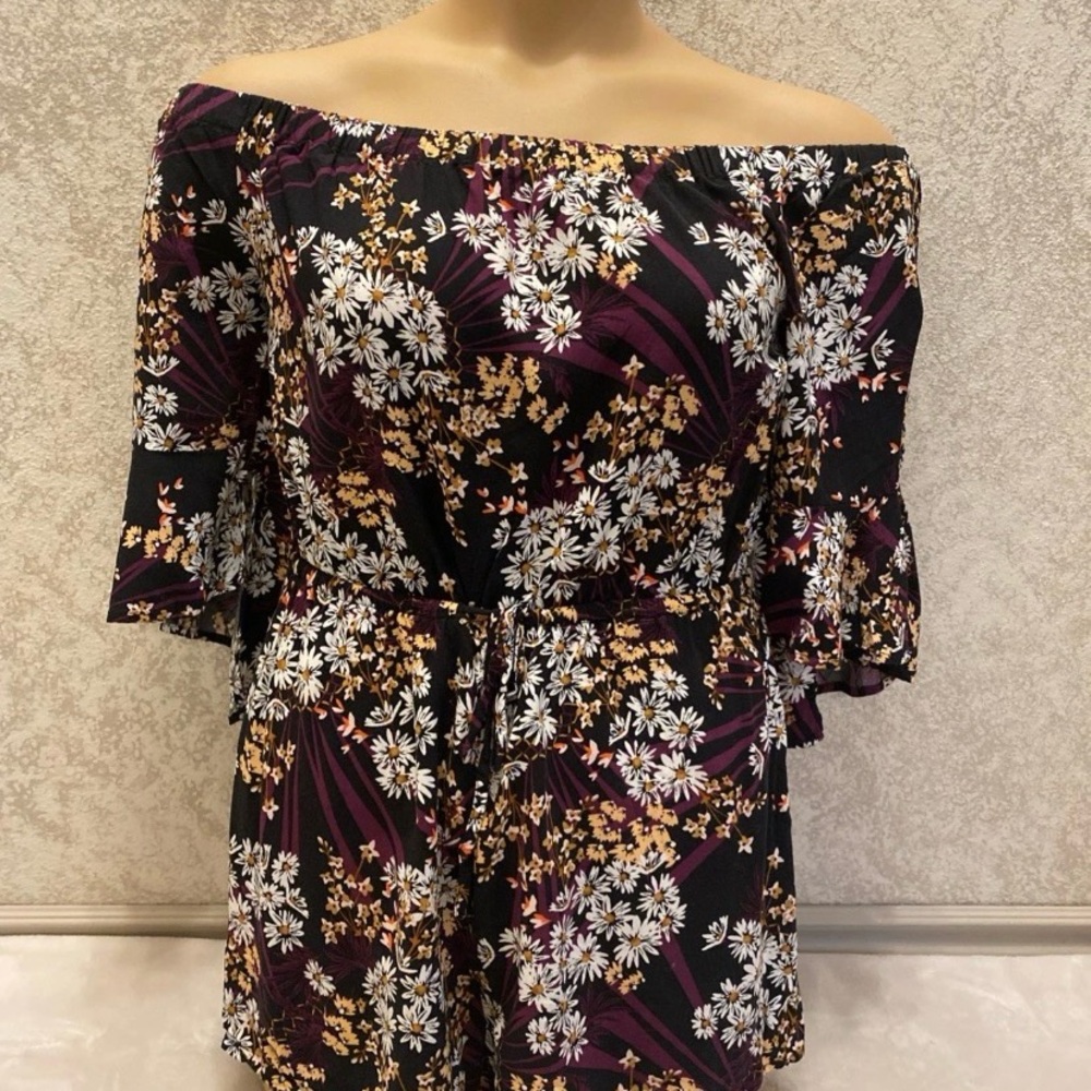 Express Floral Off-Shoulder Multicolor Romper